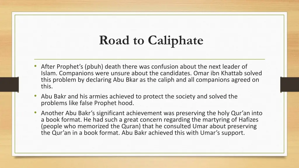 road to caliphate