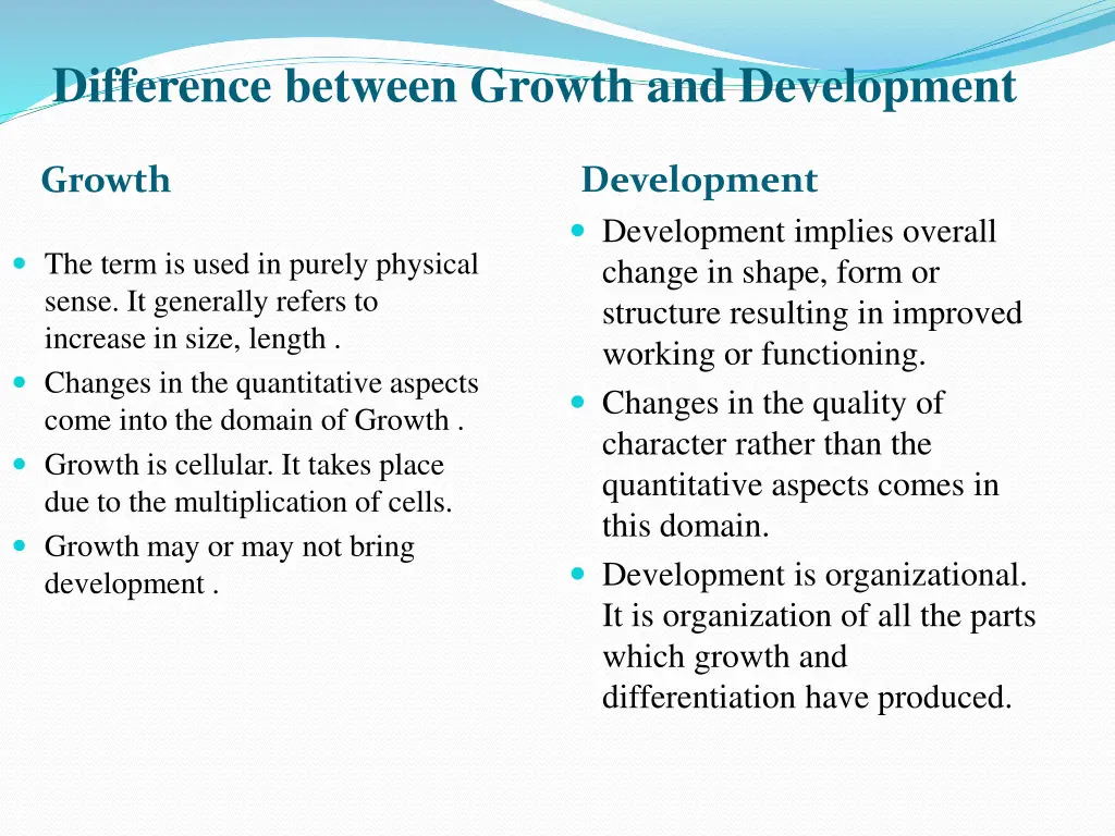 difference between growth and development