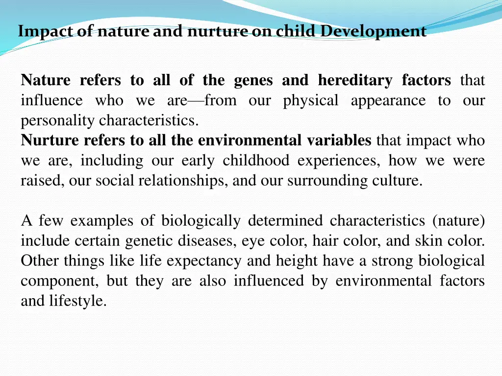 impact of nature and nurture on child development