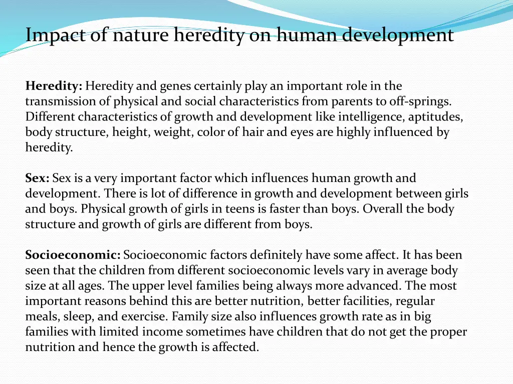 impact of nature heredity on human development