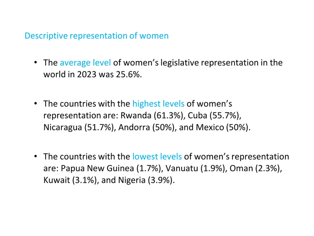 descriptive representation of women 2