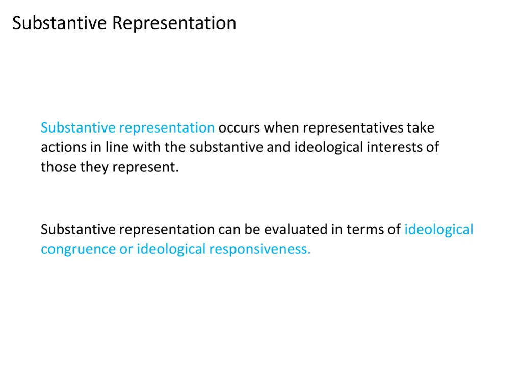 substantive representation