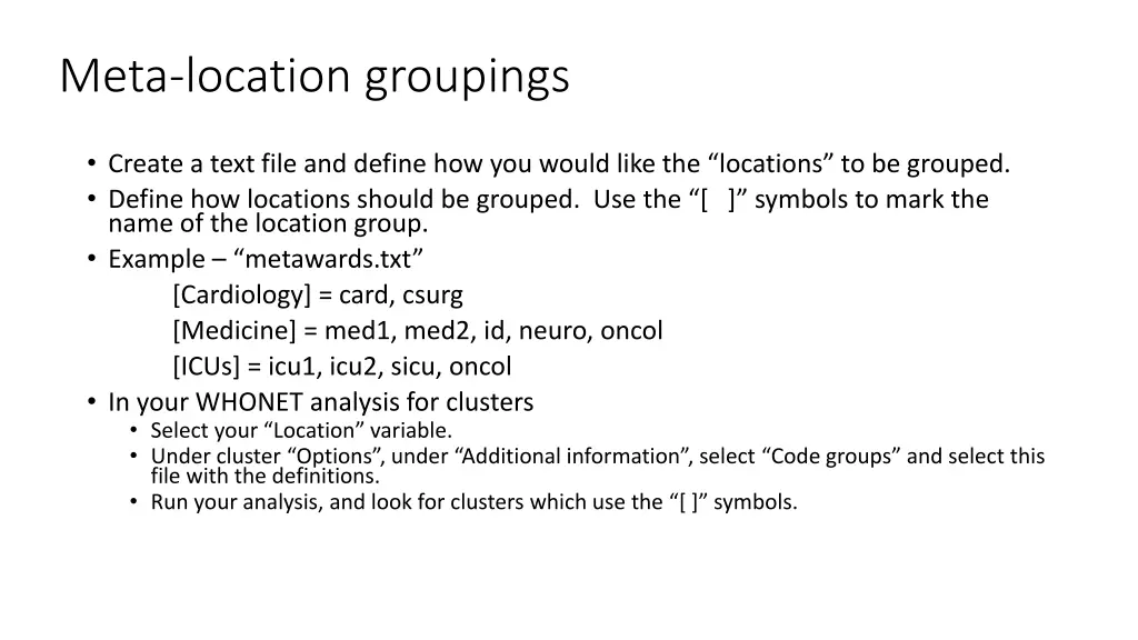 meta location groupings