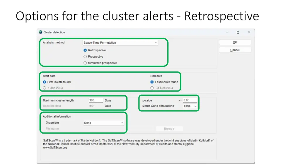 options for the cluster alerts retrospective