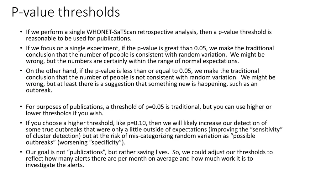 p value thresholds