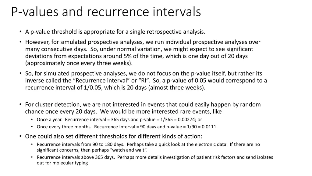 p values and recurrence intervals