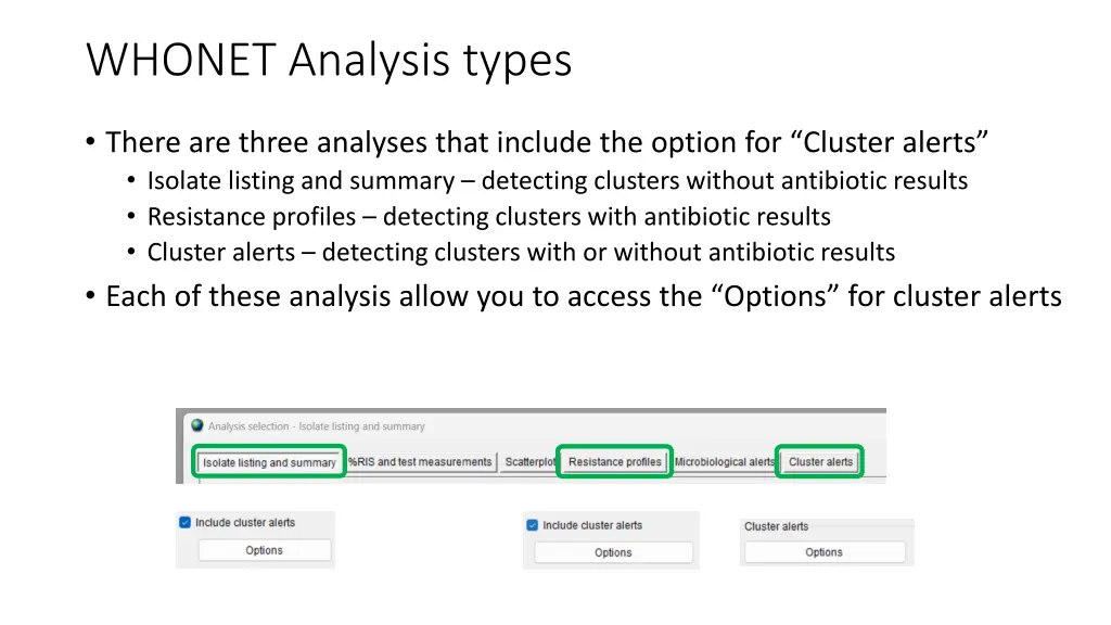 whonet analysis types