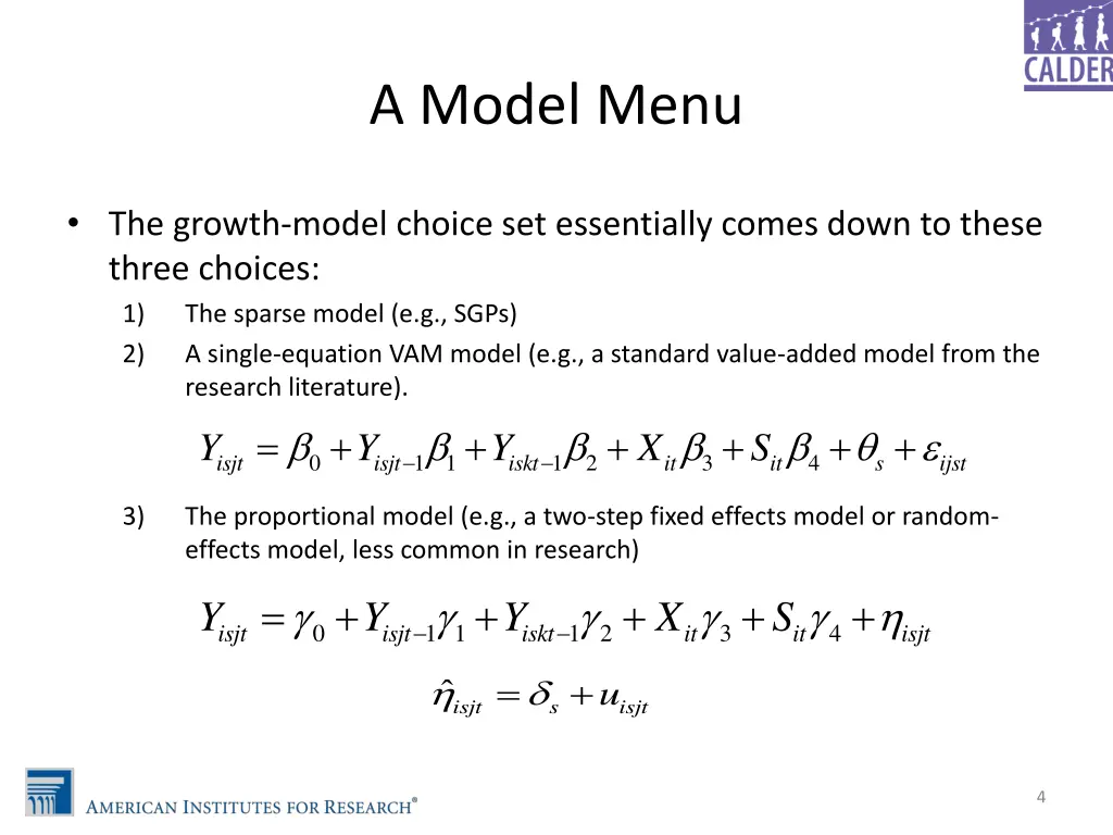 a model menu