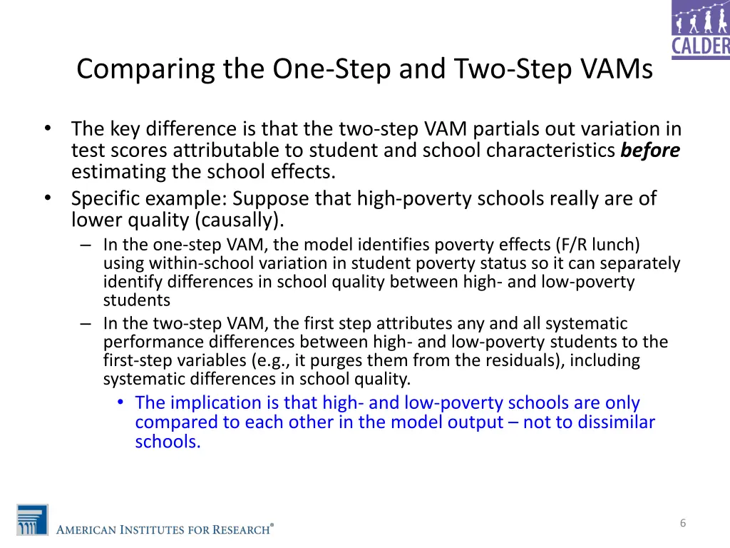 comparing the one step and two step vams