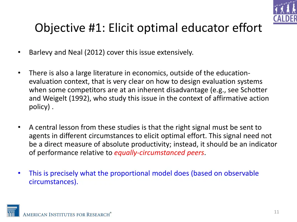 objective 1 elicit optimal educator effort