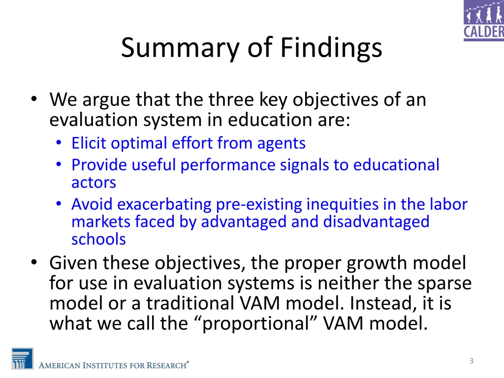 summary of findings