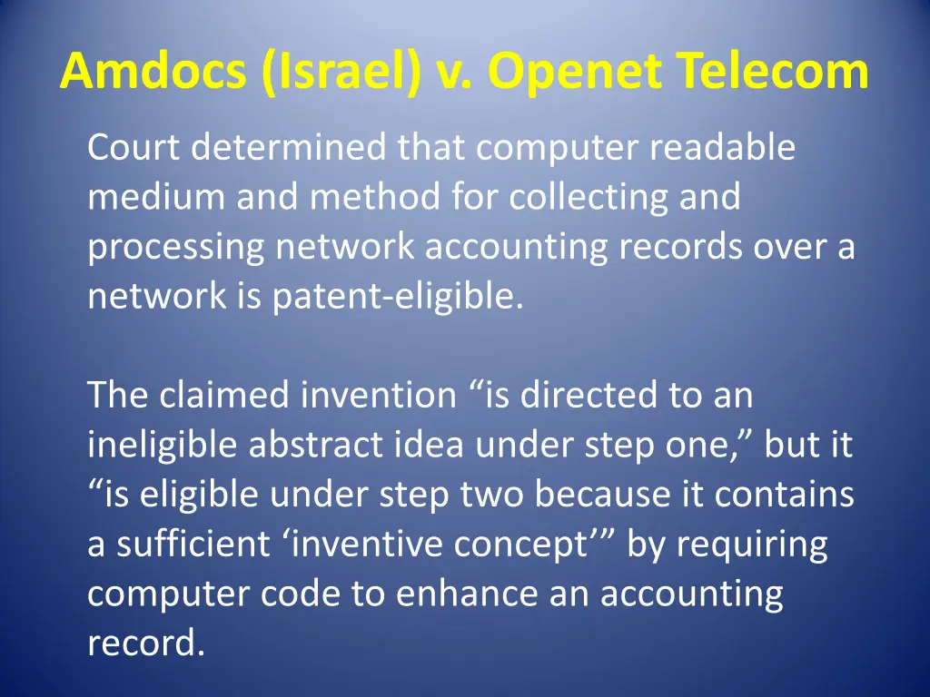 amdocs israel v openet telecom