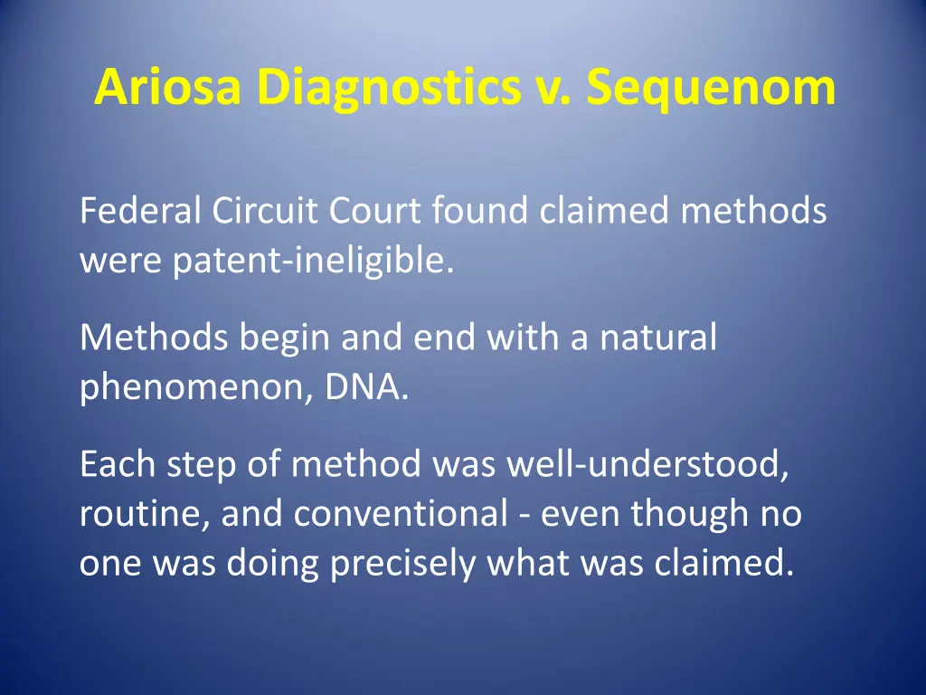 ariosa diagnostics v sequenom 1