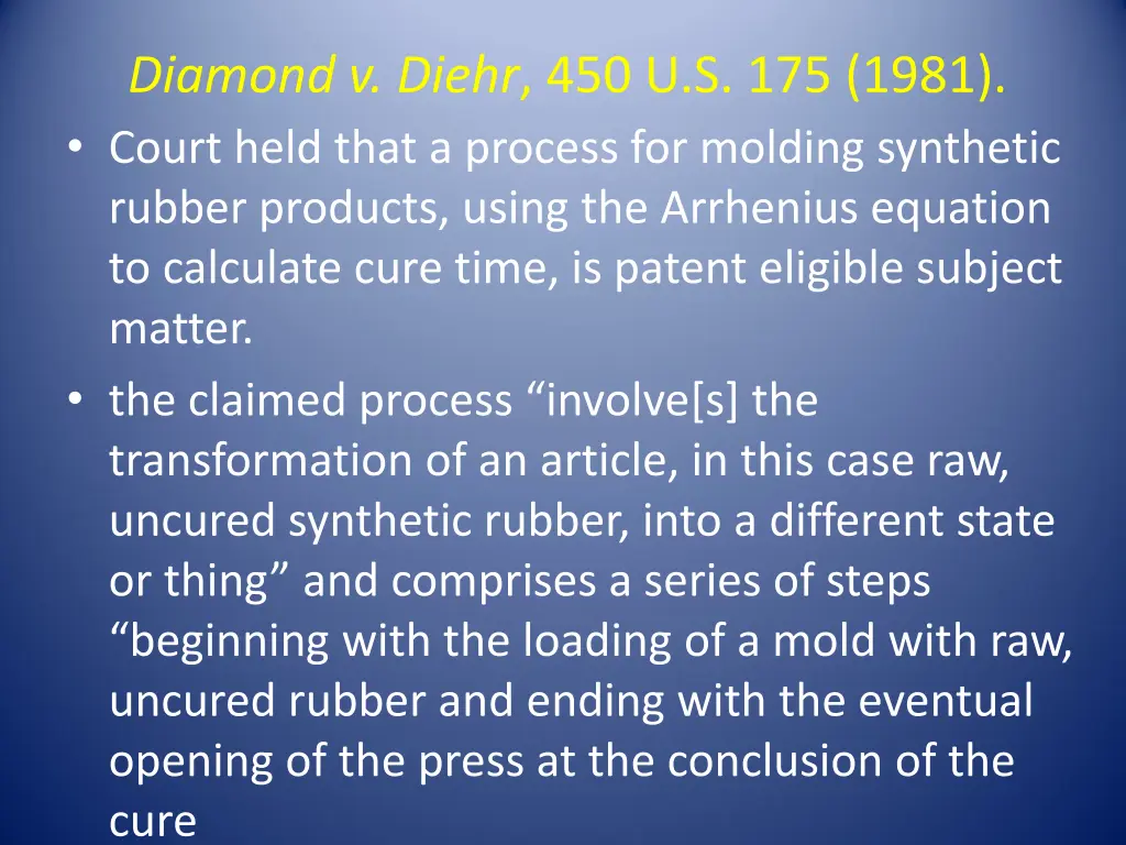 diamond v diehr 450 u s 175 1981 court held that