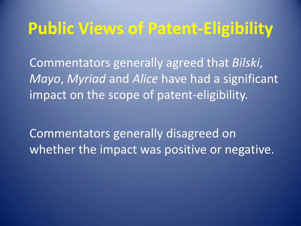 public views of patent eligibility