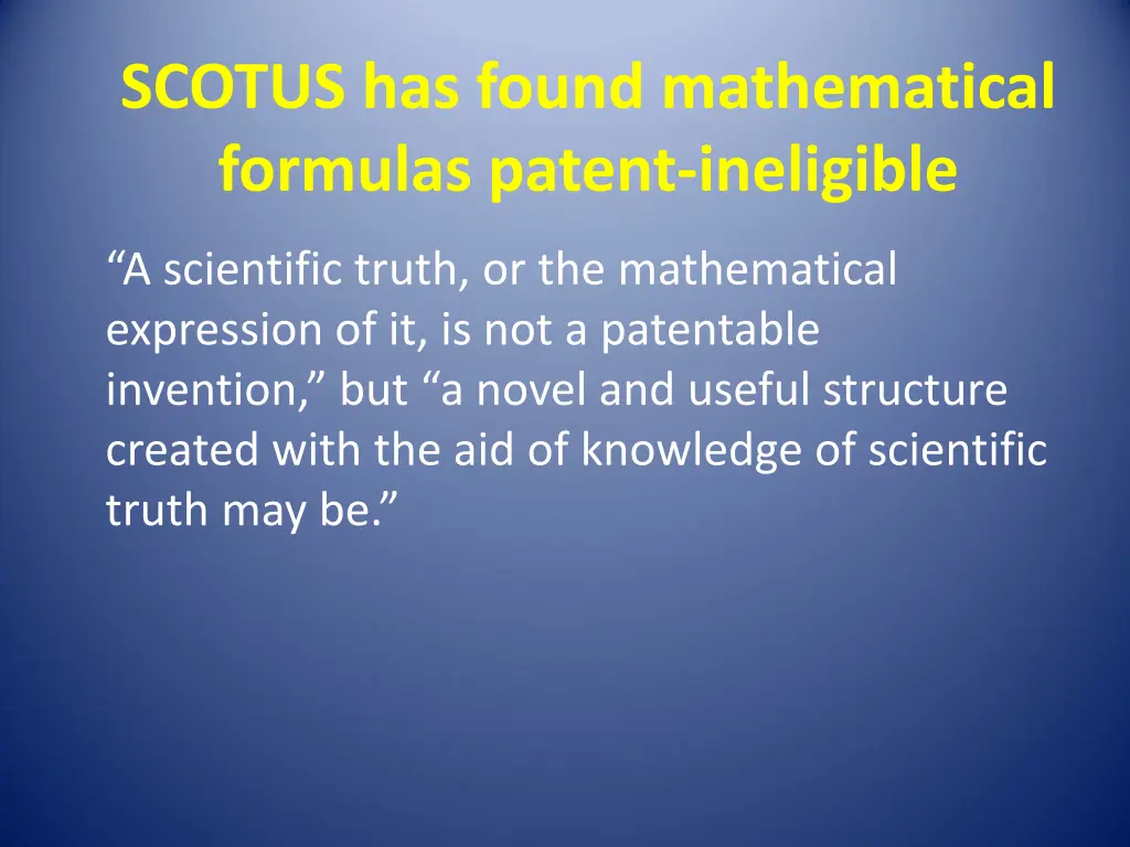 scotus has found mathematical formulas patent