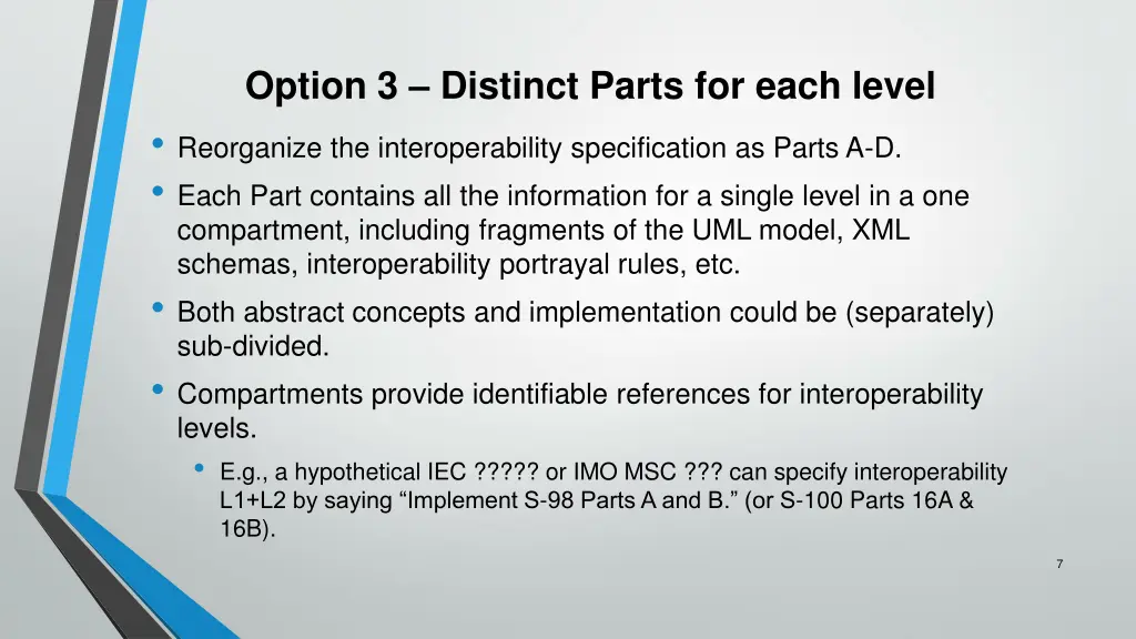 option 3 distinct parts for each level reorganize