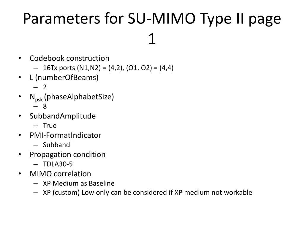 parameters for su mimo type ii page 1