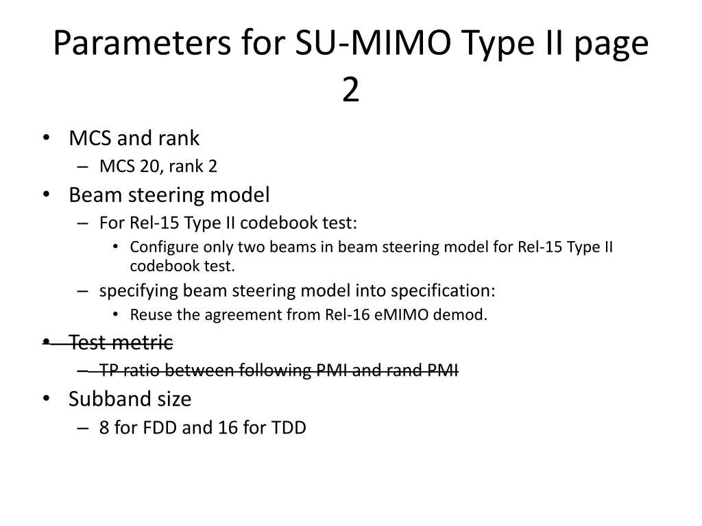 parameters for su mimo type ii page 2