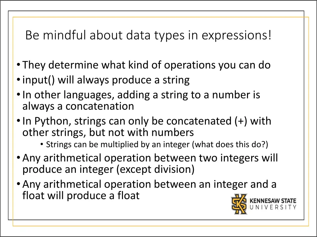 be mindful about data types in expressions