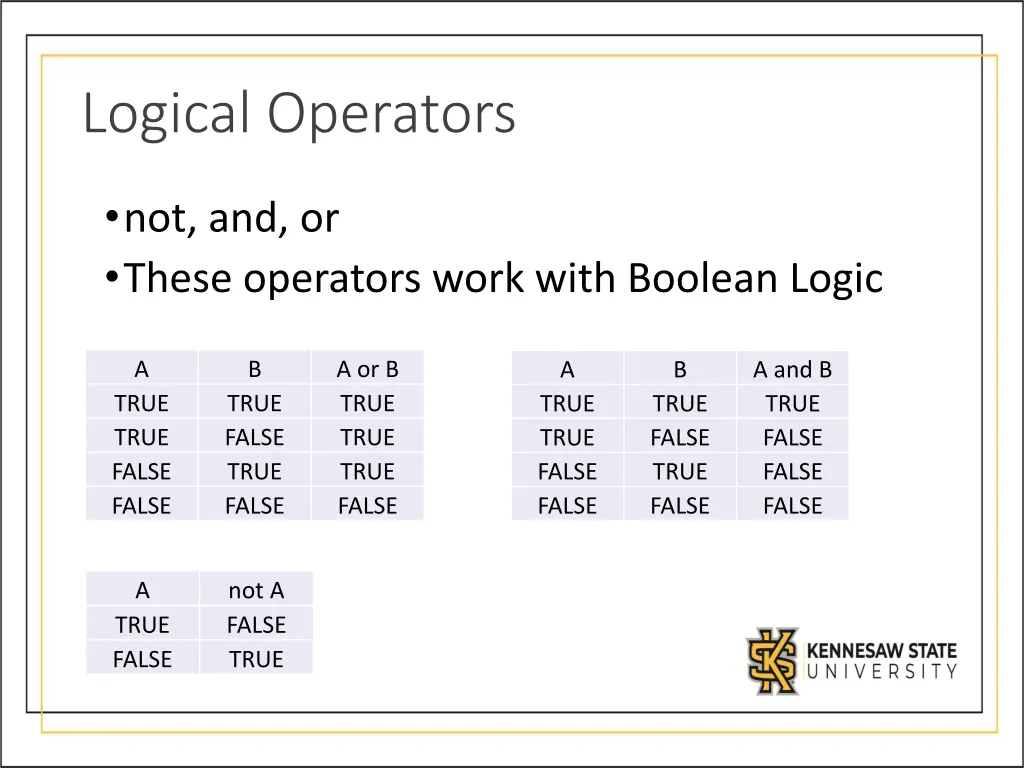 logical operators