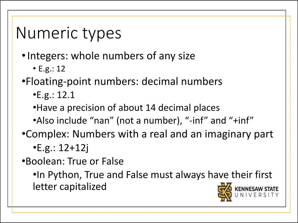 numeric types