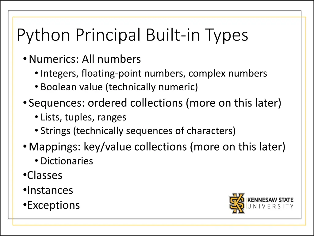 python principal built in types