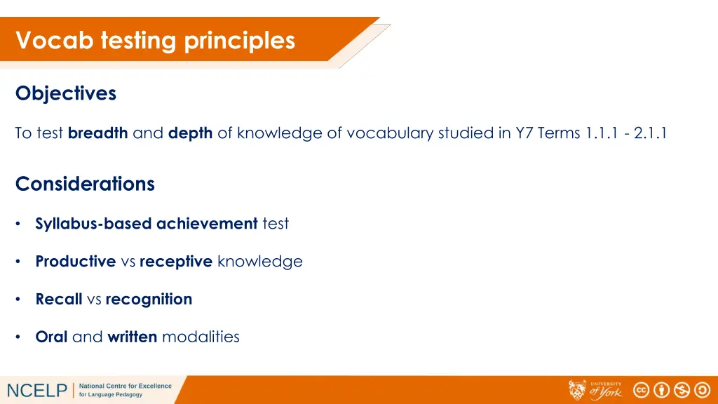 vocab testing principles