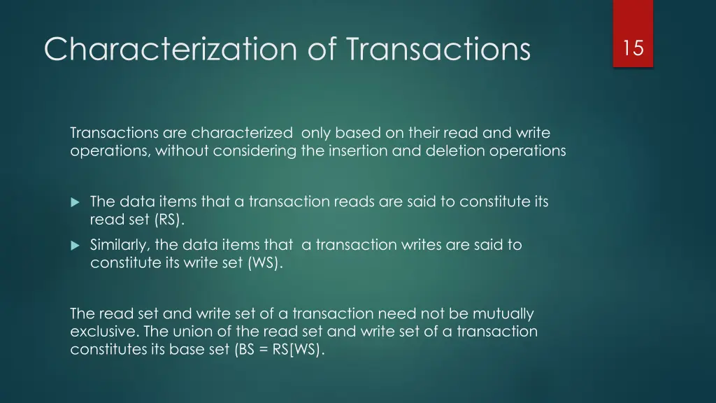 characterization of transactions