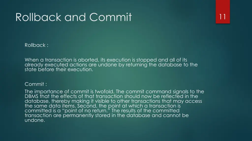 rollback and commit