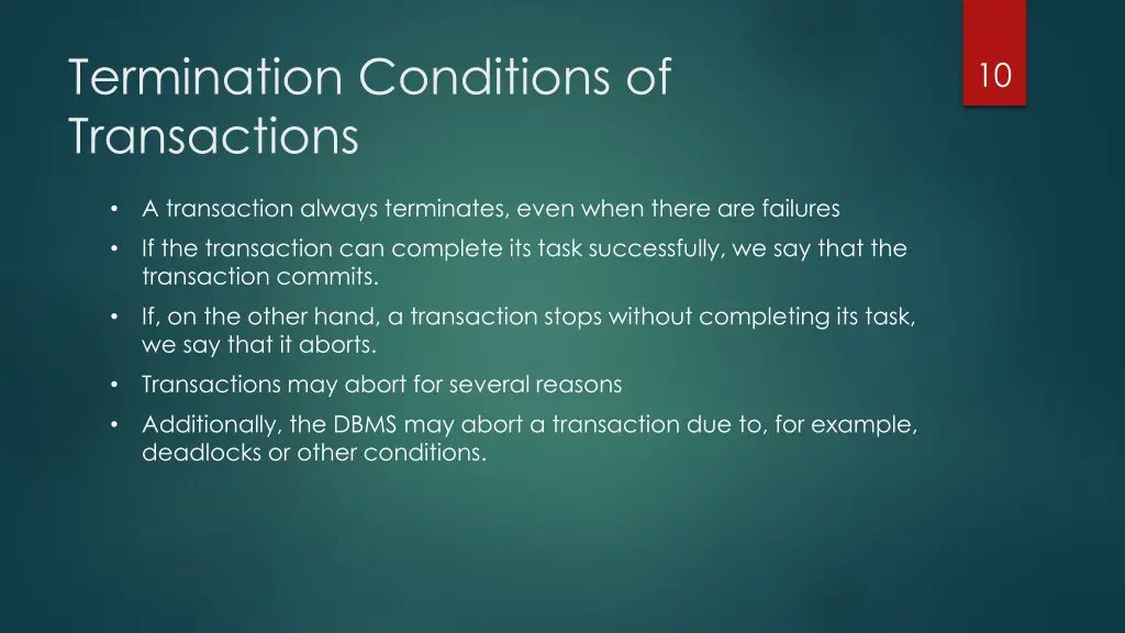 termination conditions of transactions