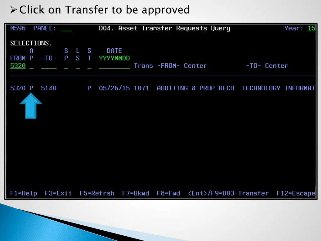 click on transfer to be approved