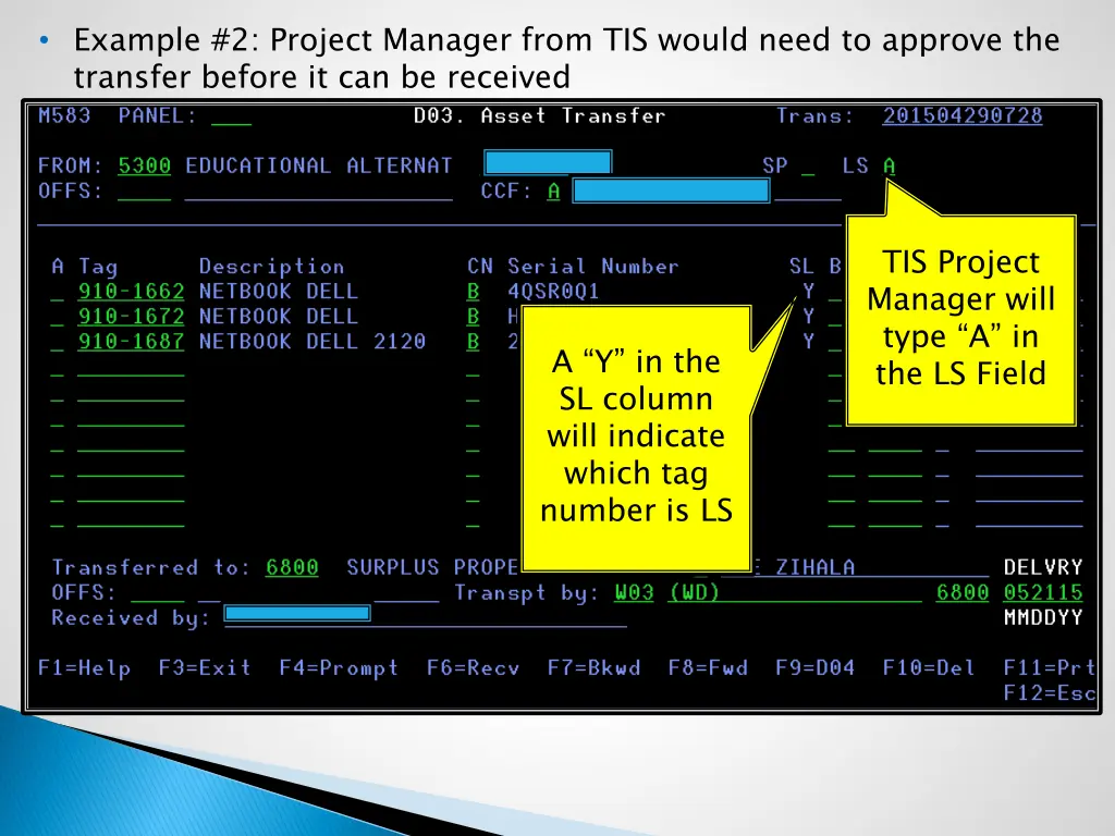 example 2 project manager from tis would need