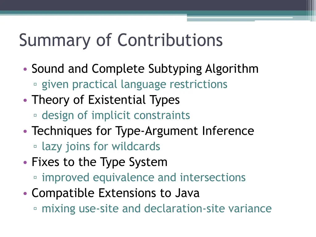 summary of contributions