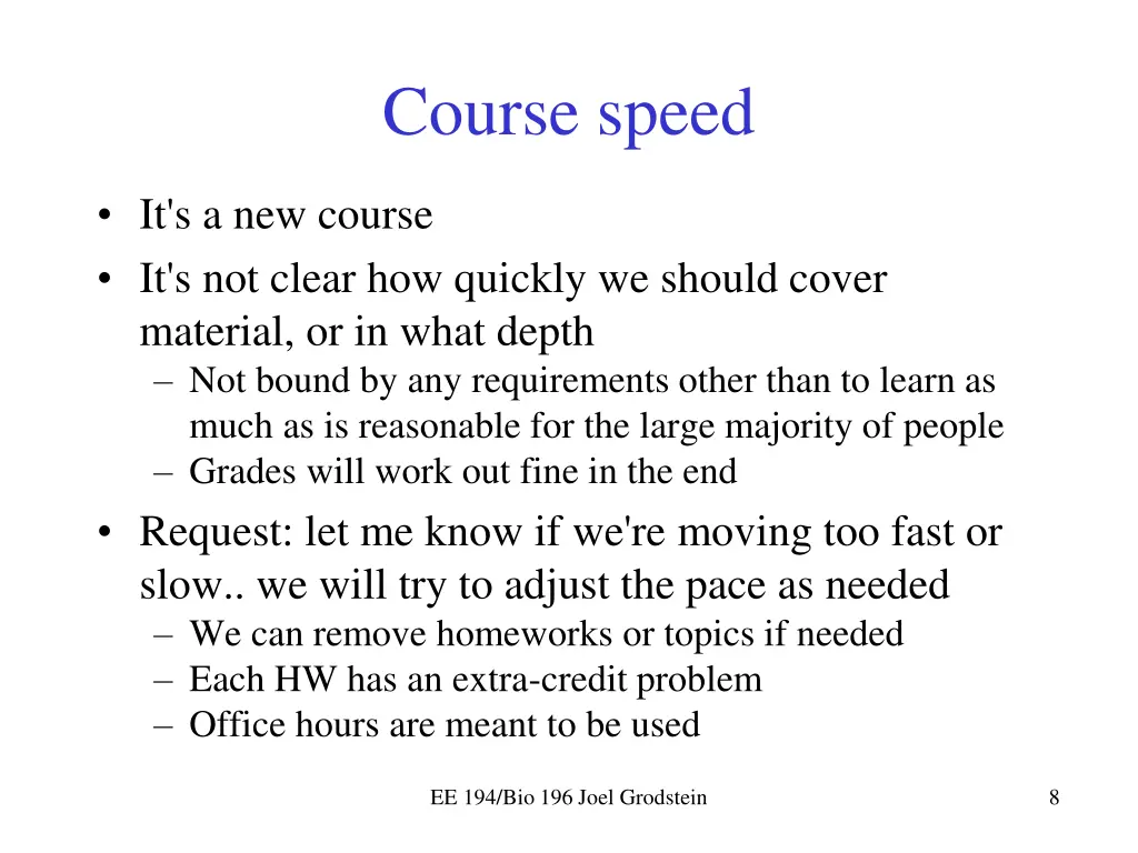 course speed