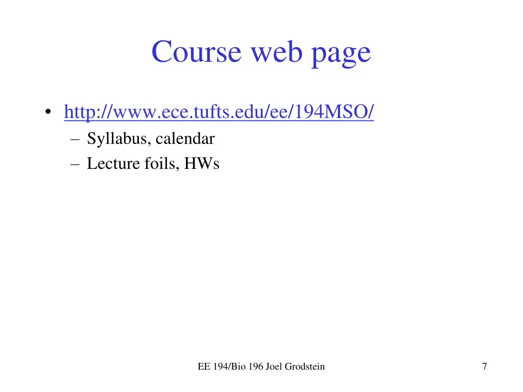 course web page