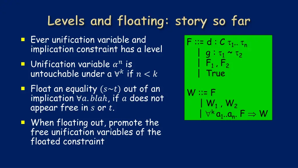 ever unification variable and implication