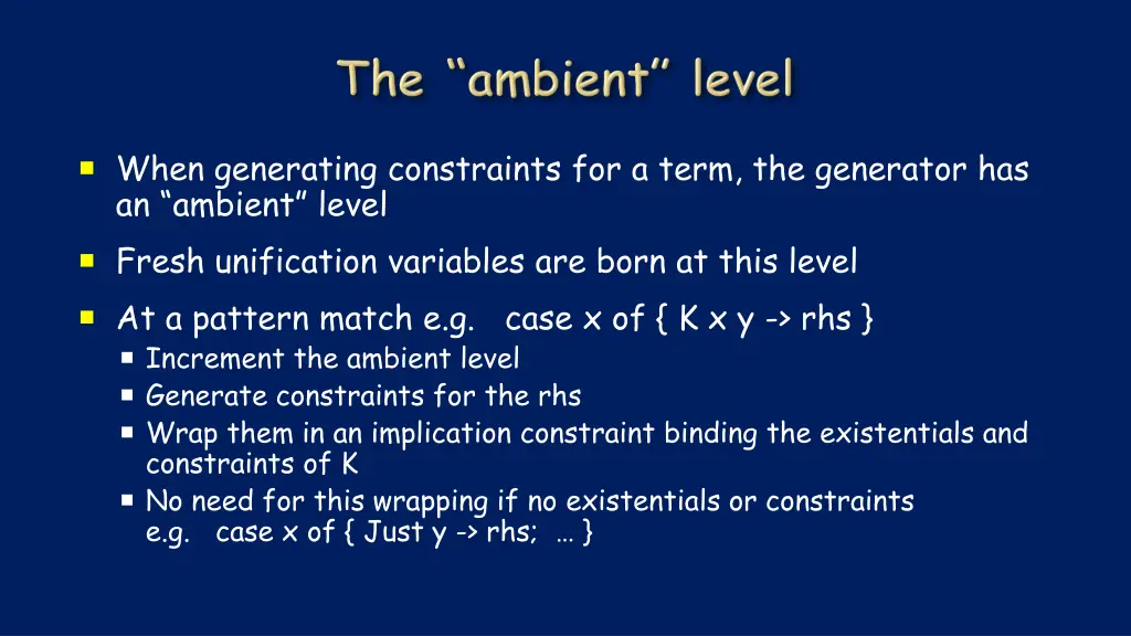 when generating constraints for a term