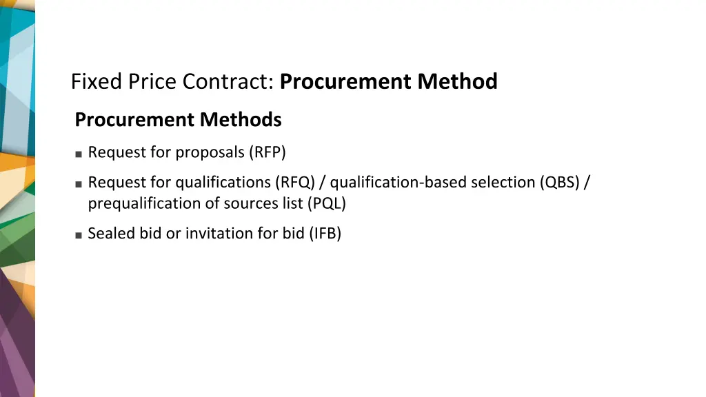 fixed price contract procurement method