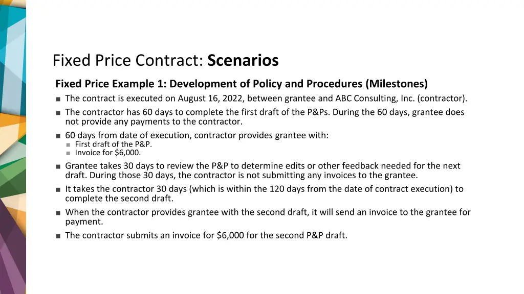 fixed price contract scenarios