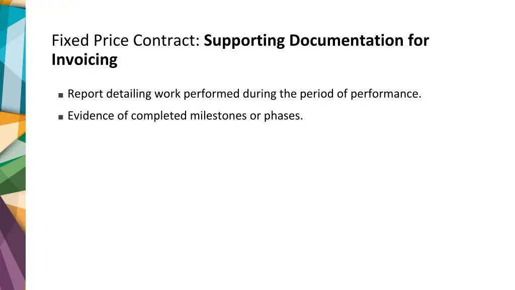 fixed price contract supporting documentation