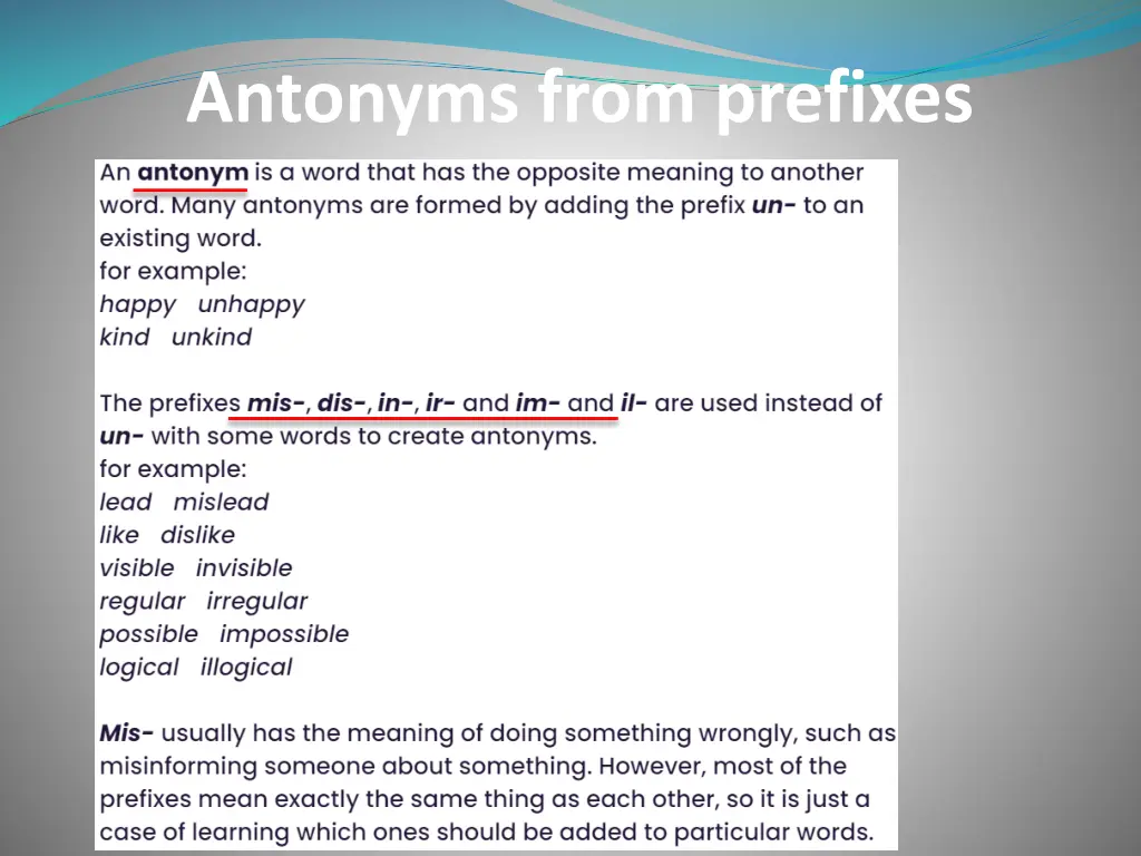 antonyms from prefixes