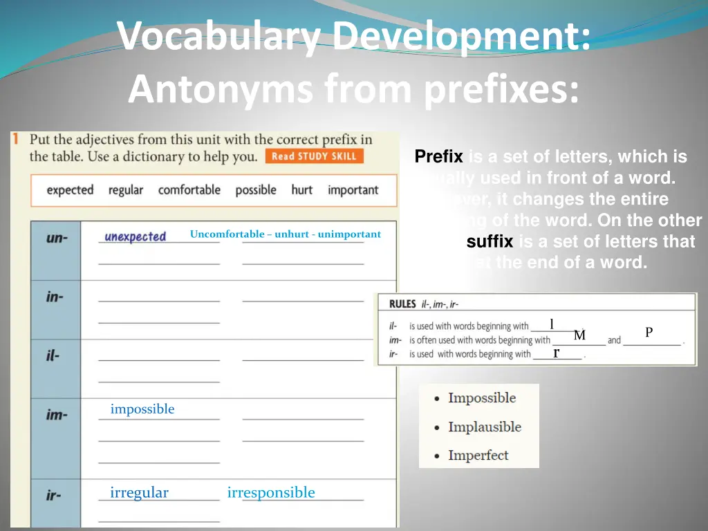 vocabulary development antonyms from prefixes