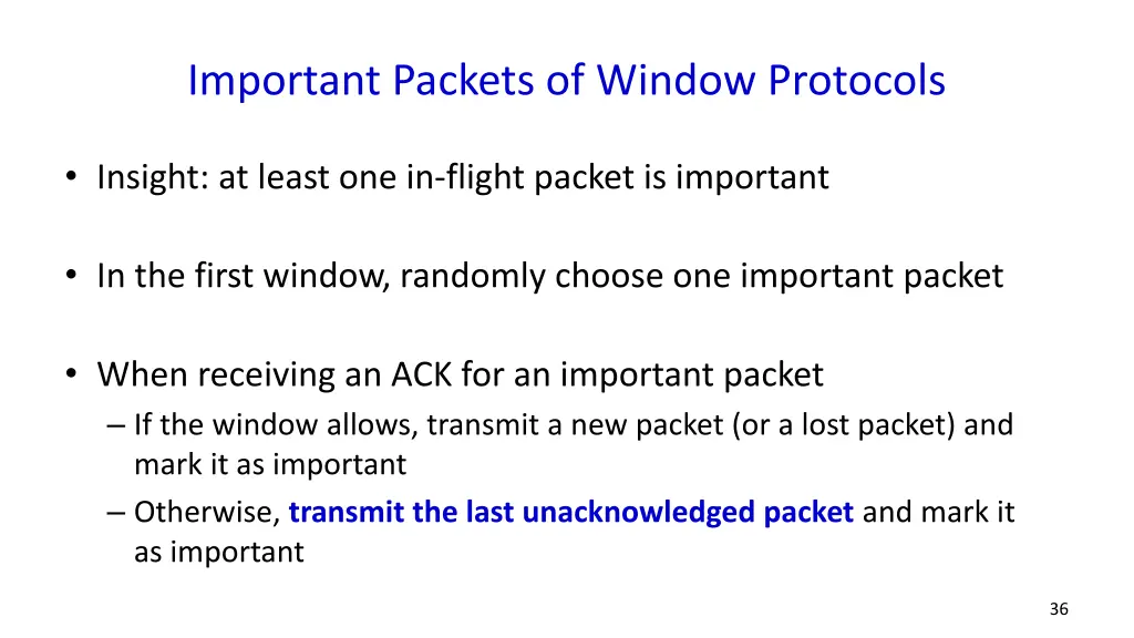 important packets of window protocols