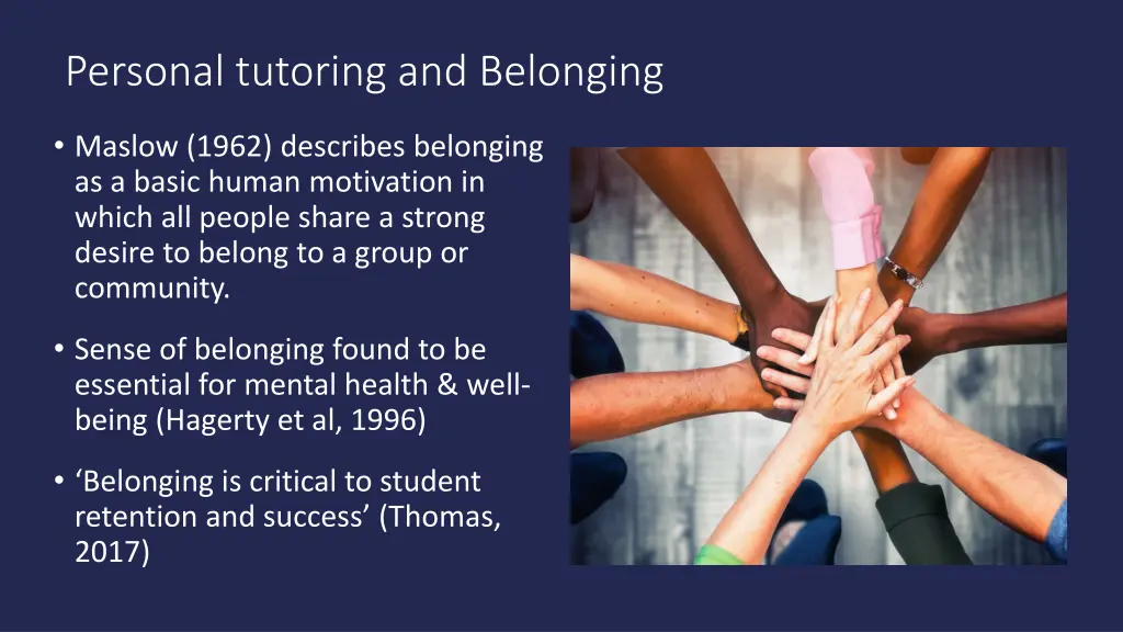 personal tutoring and belonging