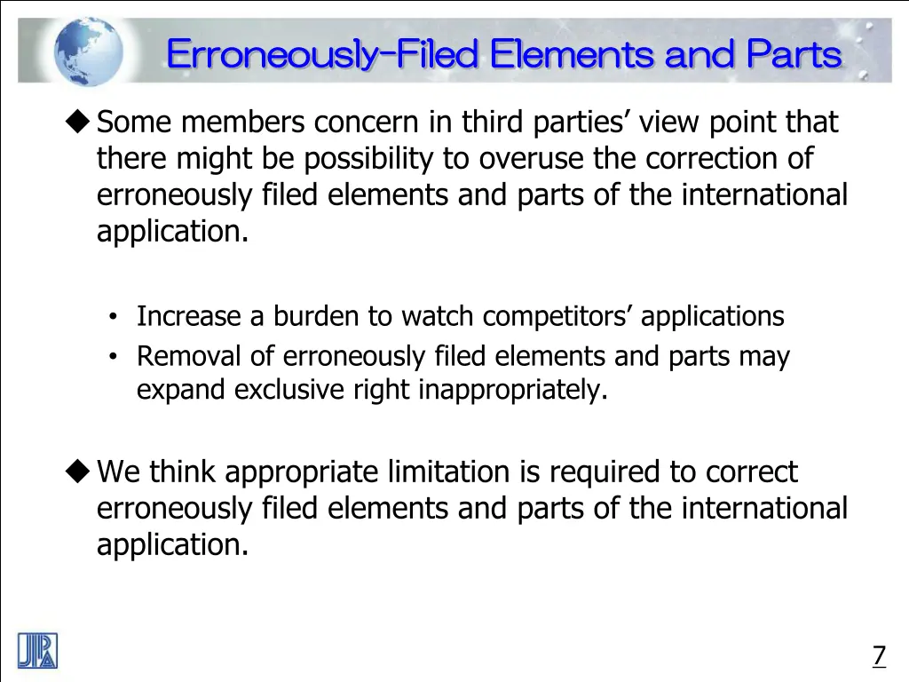 erroneously erroneously filed elements and parts 3