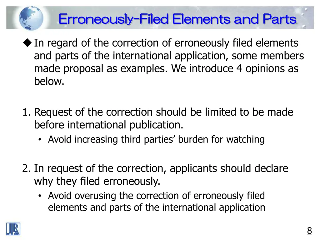 erroneously erroneously filed elements and parts 4