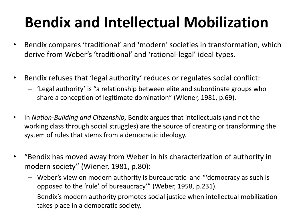 bendix and intellectual mobilization