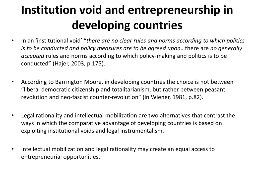 institution void and entrepreneurship