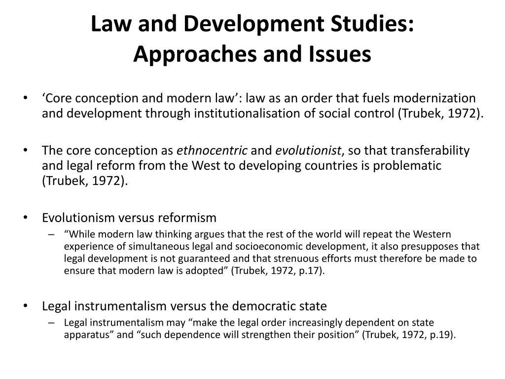 law and development studies approaches and issues